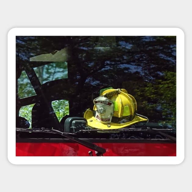 Yellow Fire Captain's Helmet Sticker by SusanSavad